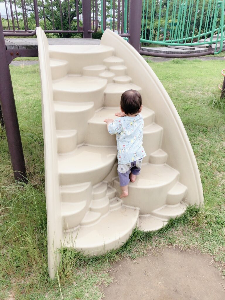 鱸地区公園の複合遊具の階段