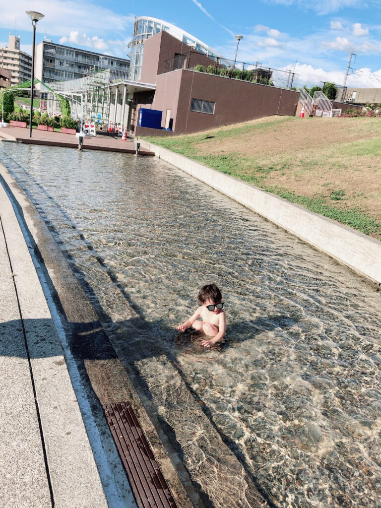 長岡市民防災公園の水遊び場